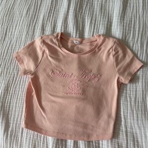 Garage Light Pink Embroidered Tee
